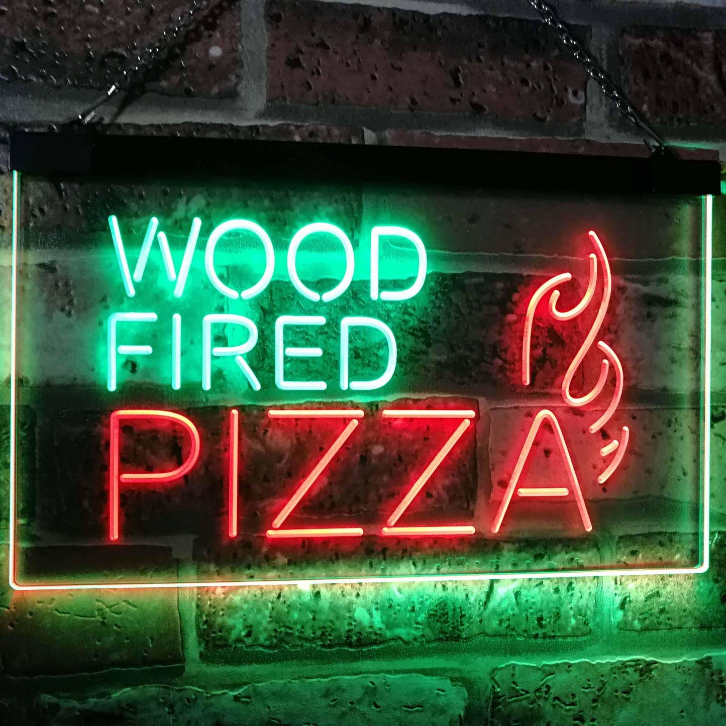 Wood Fired Pizza Dual-color LED Neon Sign