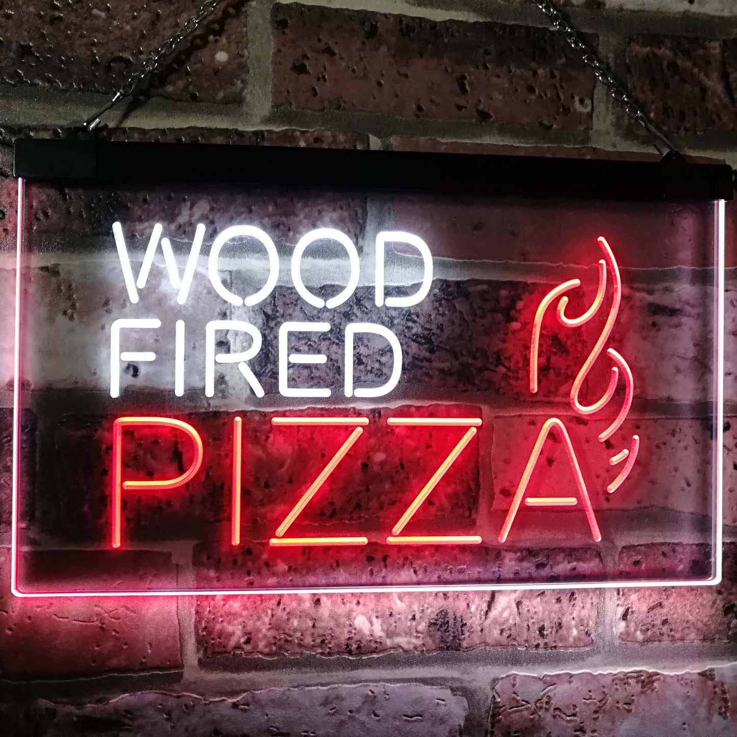Wood Fired Pizza Dual-color LED Neon Sign