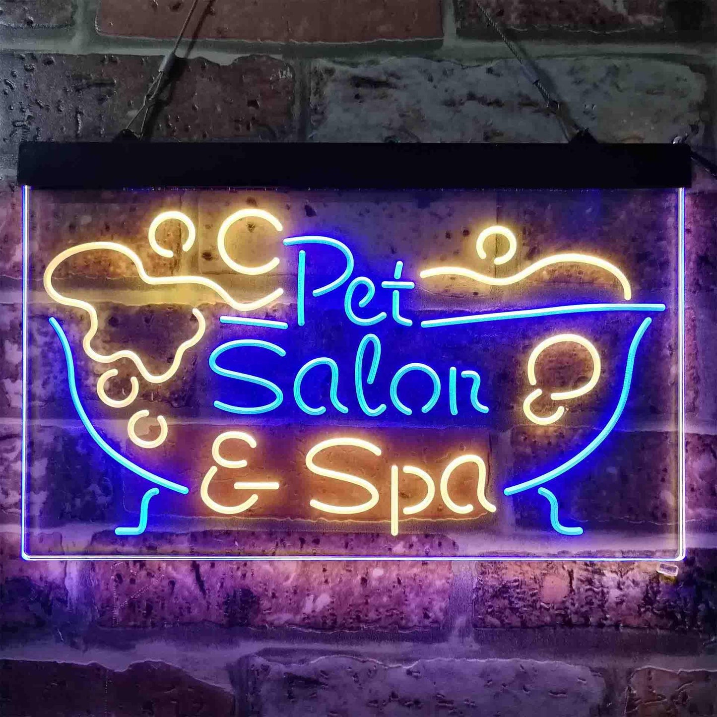Pet Salon Spa Dog Cat Grooming Dual-color LED Neon Sign