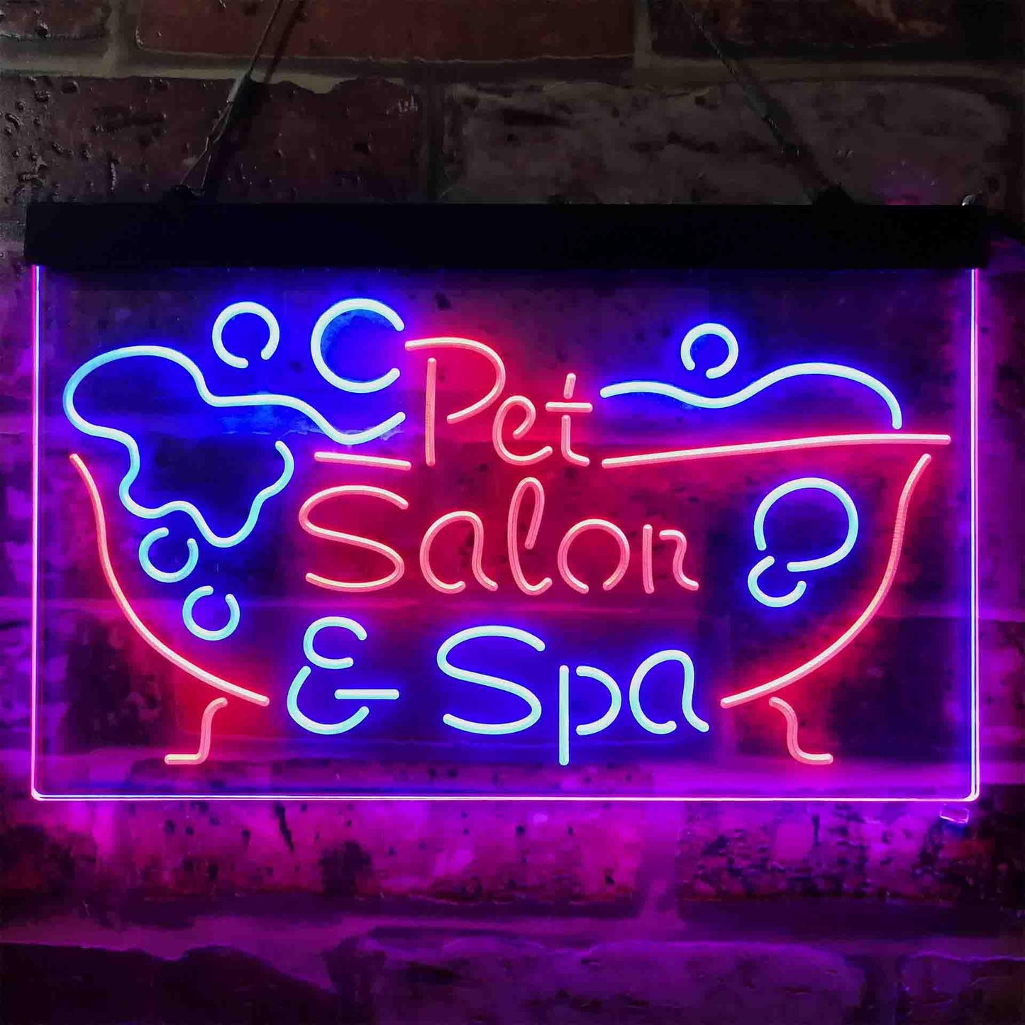 Pet Salon Spa Dog Cat Grooming Dual-color LED Neon Sign