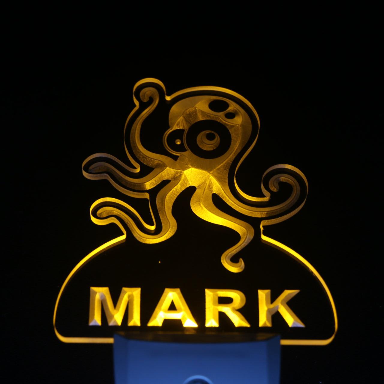 Octopus Personalized Night Light Name Day/Night Sensor LED Sign
