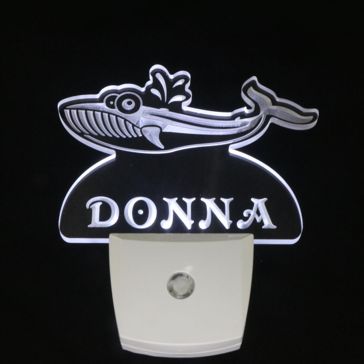 Whale Personalized Night Light Name Day/Night Sensor LED Sign