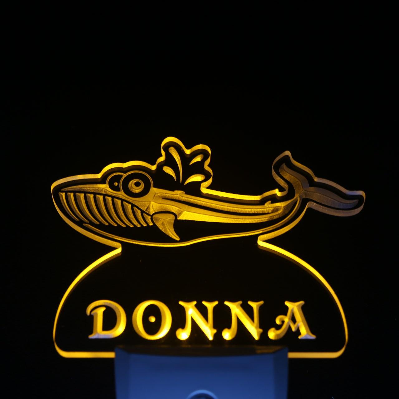 Whale Personalized Night Light Name Day/Night Sensor LED Sign