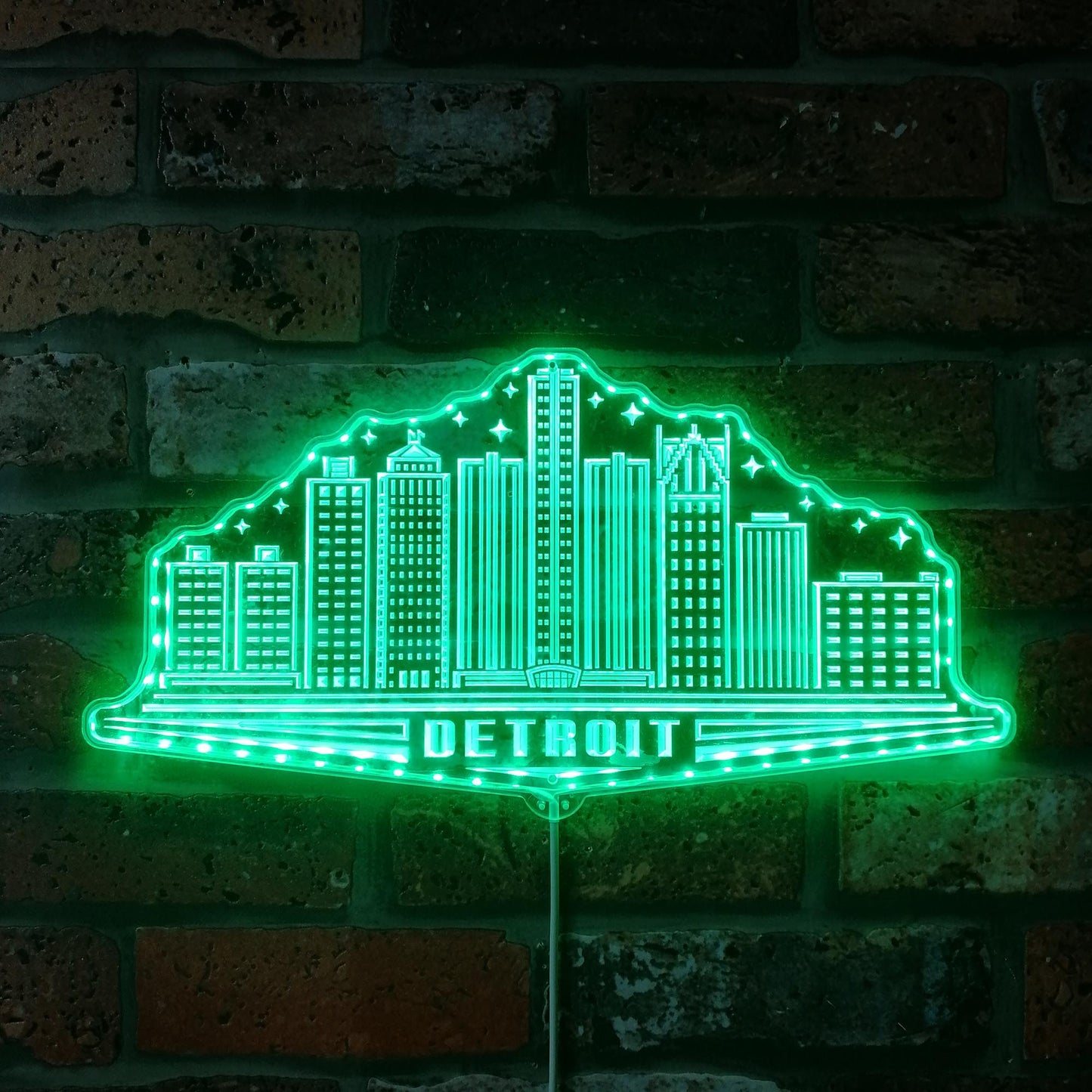 Detroit Michigan USA Skyline Silhouette RGB Dynamic Glam LED Sign