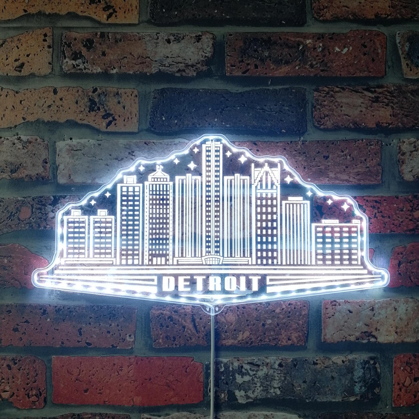 Detroit Michigan USA Skyline Silhouette RGB Dynamic Glam LED Sign
