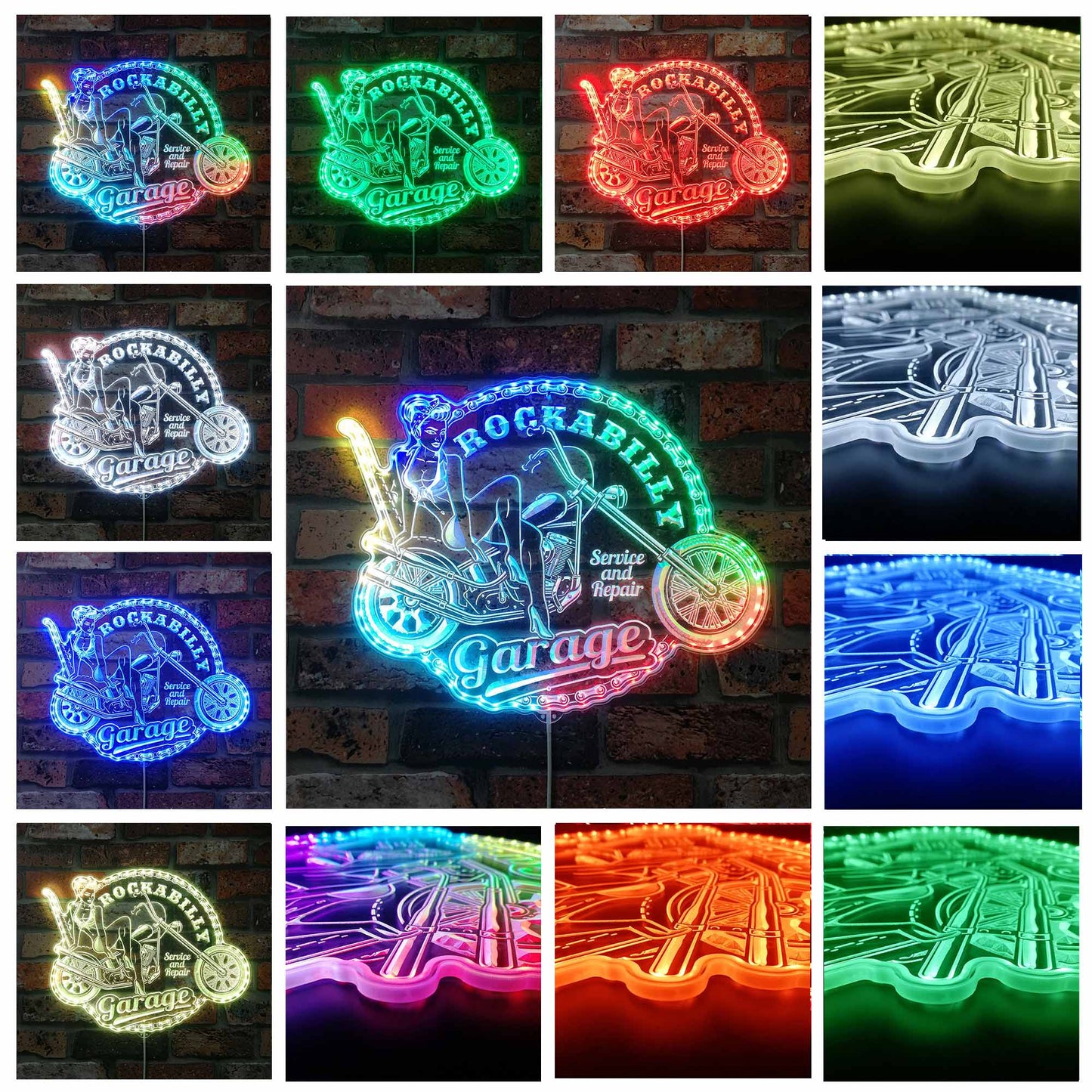 ADVPRO Rockabilly Girl Pin up Garage RGB Dynamic Glam LED Sign