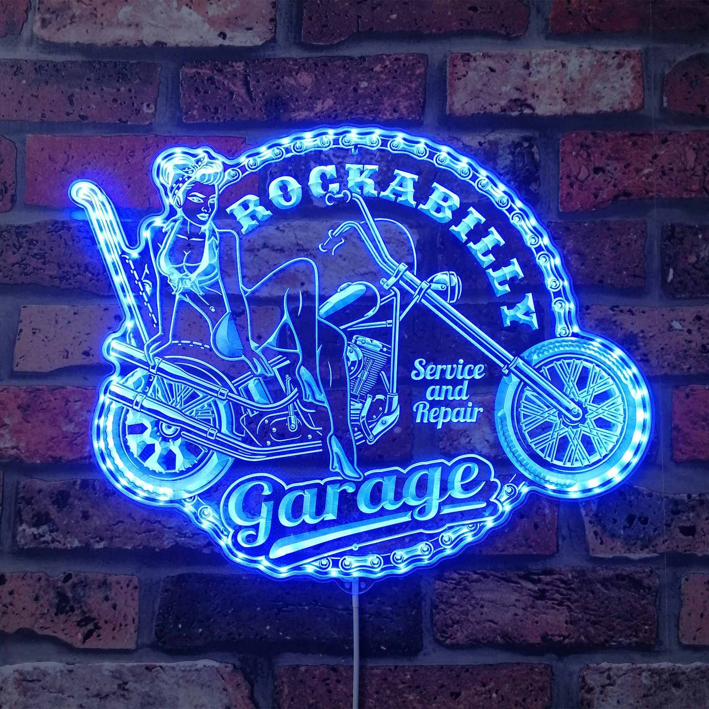 ADVPRO Rockabilly Girl Pin up Garage RGB Dynamic Glam LED Sign