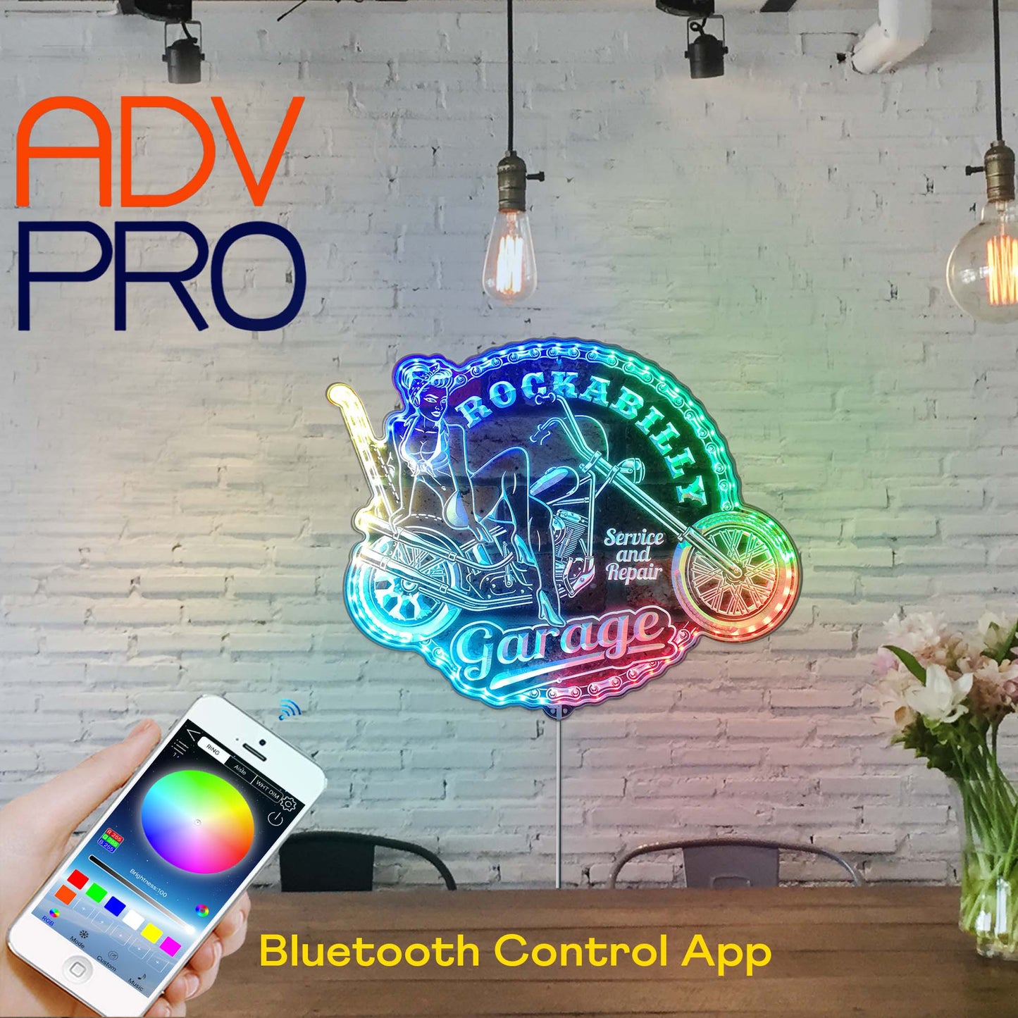 ADVPRO Rockabilly Girl Pin up Garage RGB Dynamic Glam LED Sign