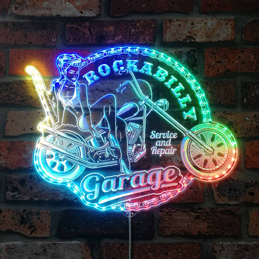 ADVPRO Rockabilly Girl Pin up Garage RGB Dynamic Glam LED Sign