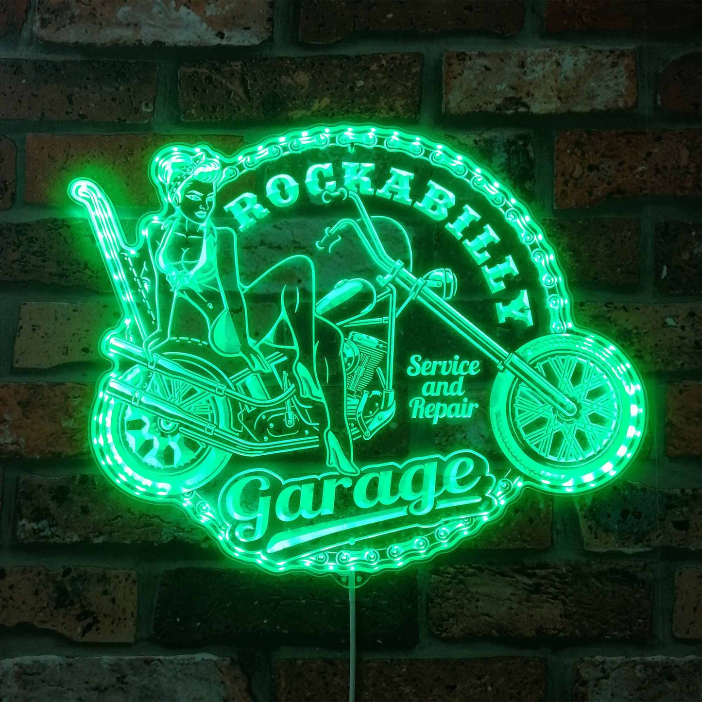 ADVPRO Rockabilly Girl Pin up Garage RGB Dynamic Glam LED Sign