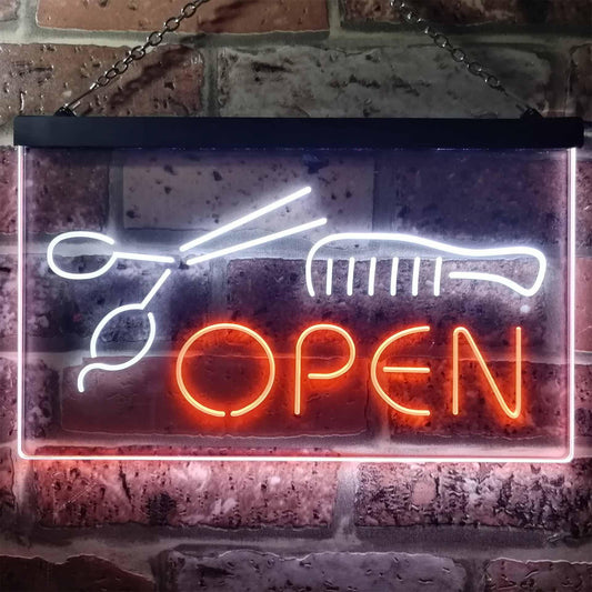 Hair Salon Scissor Comb Cut Wall Decor Dual-color LED Neon Sign