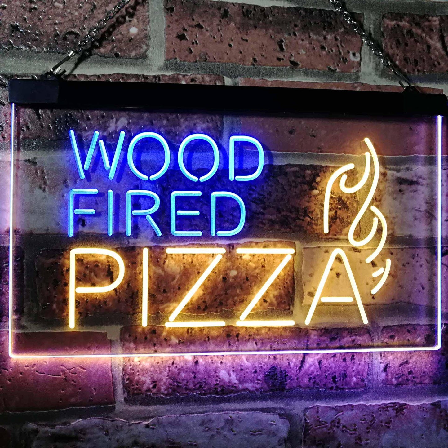 Wood Fired Pizza Dual-color LED Neon Sign