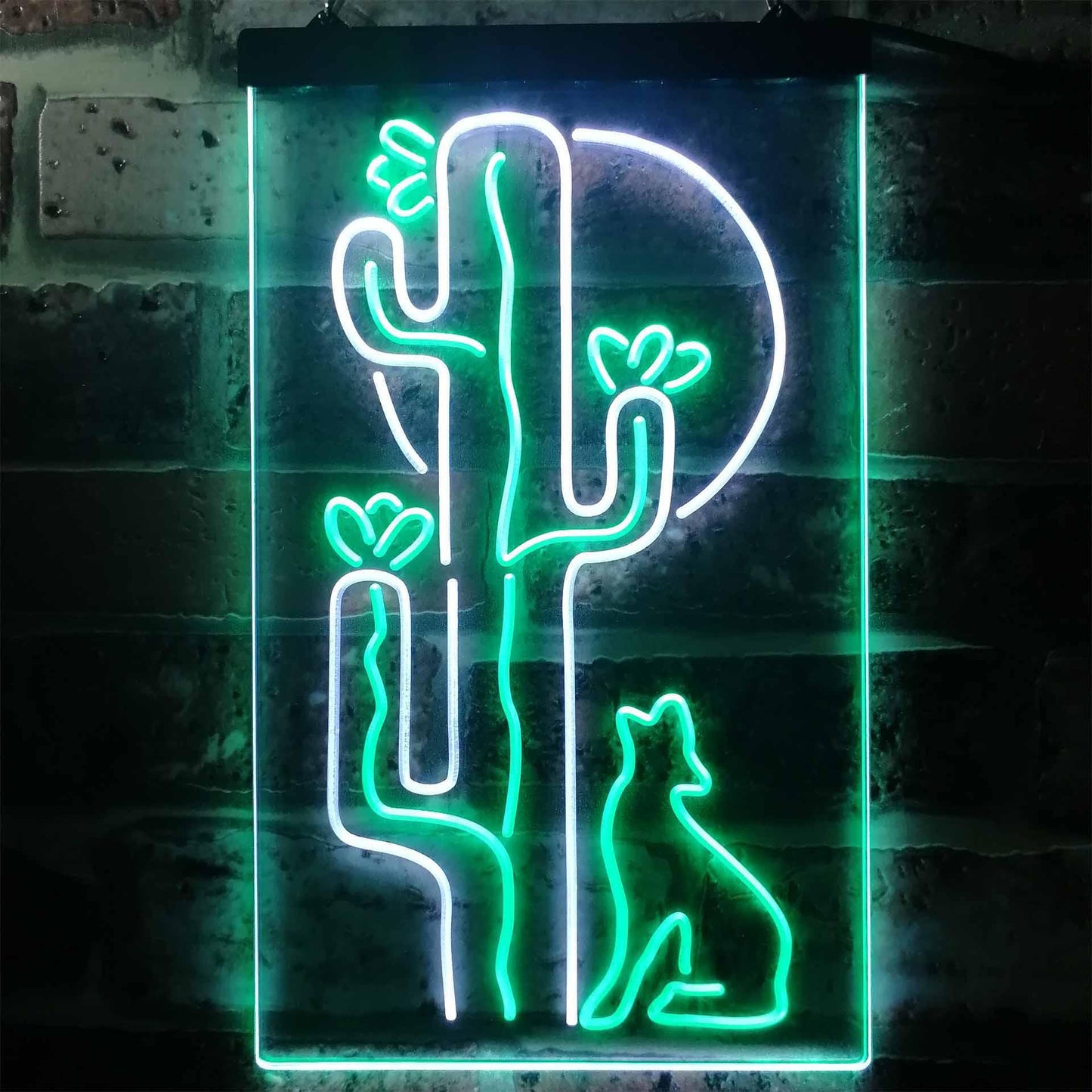 Cactus Wolf with Moon Room Light Dual-color LED Neon Sign