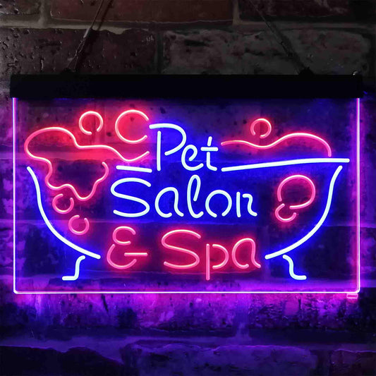 Pet Salon Spa Dog Cat Grooming Dual-color LED Neon Sign