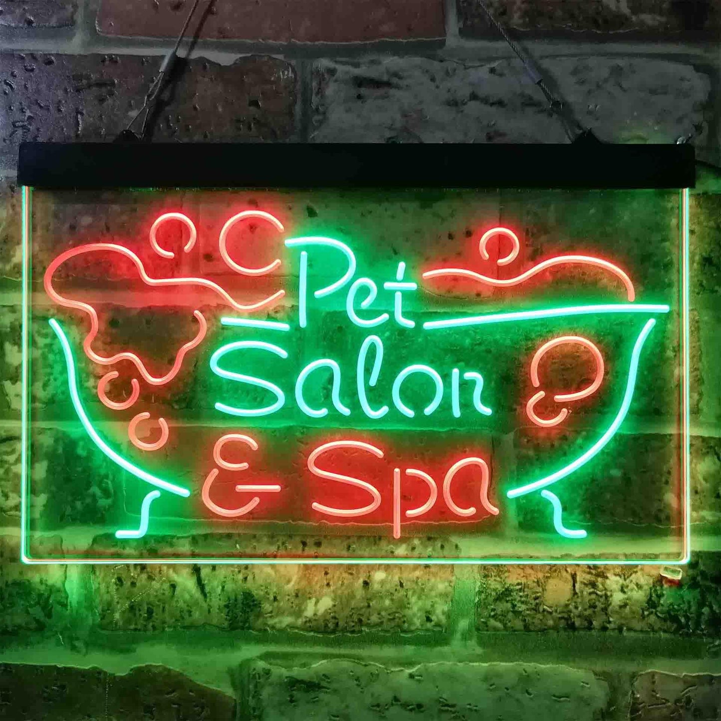 Pet Salon Spa Dog Cat Grooming Dual-color LED Neon Sign