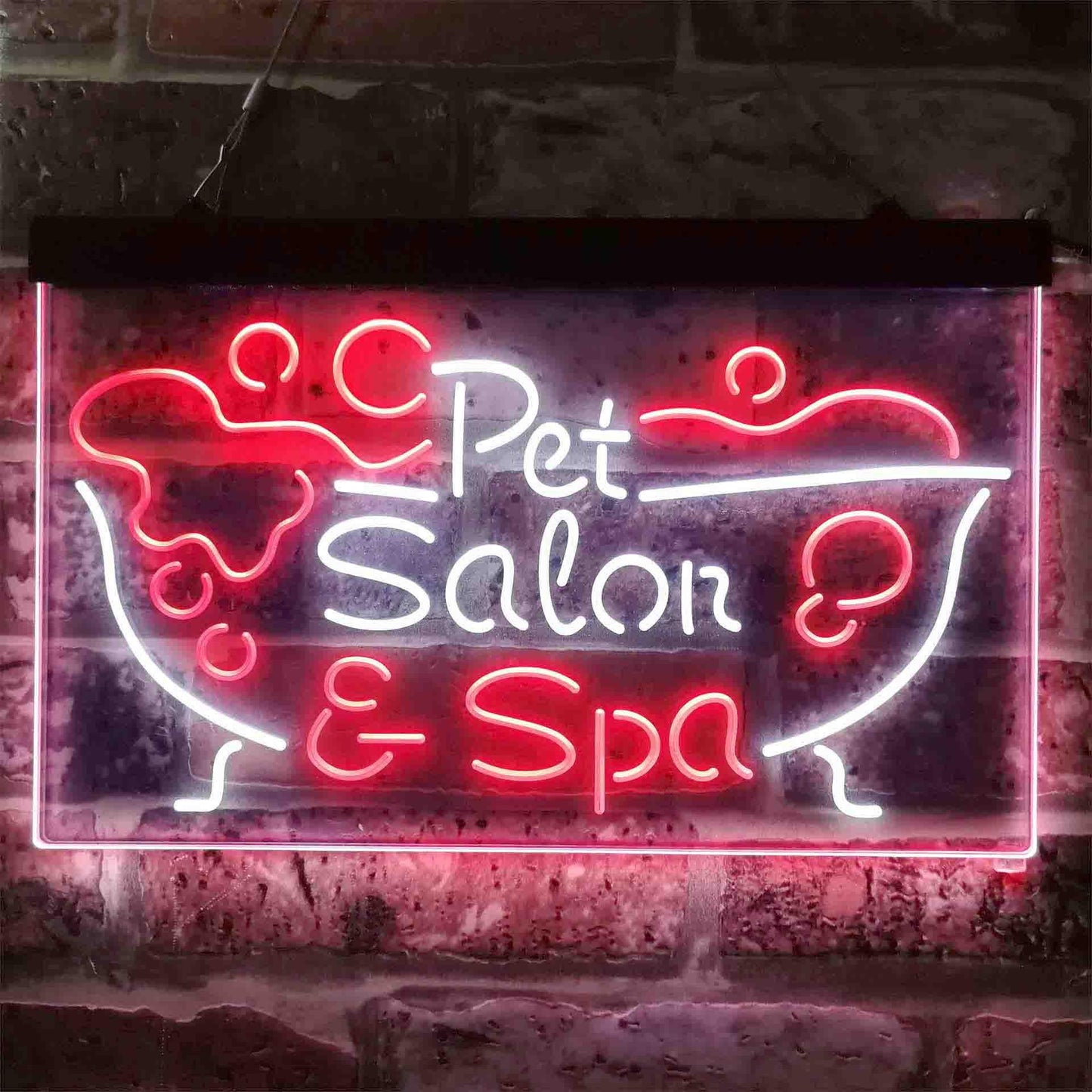 Pet Salon Spa Dog Cat Grooming Dual-color LED Neon Sign