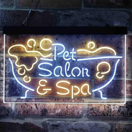 Pet Salon Spa Dog Cat Grooming Dual-color LED Neon Sign