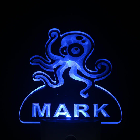 Octopus Personalized Night Light Name Day/Night Sensor LED Sign
