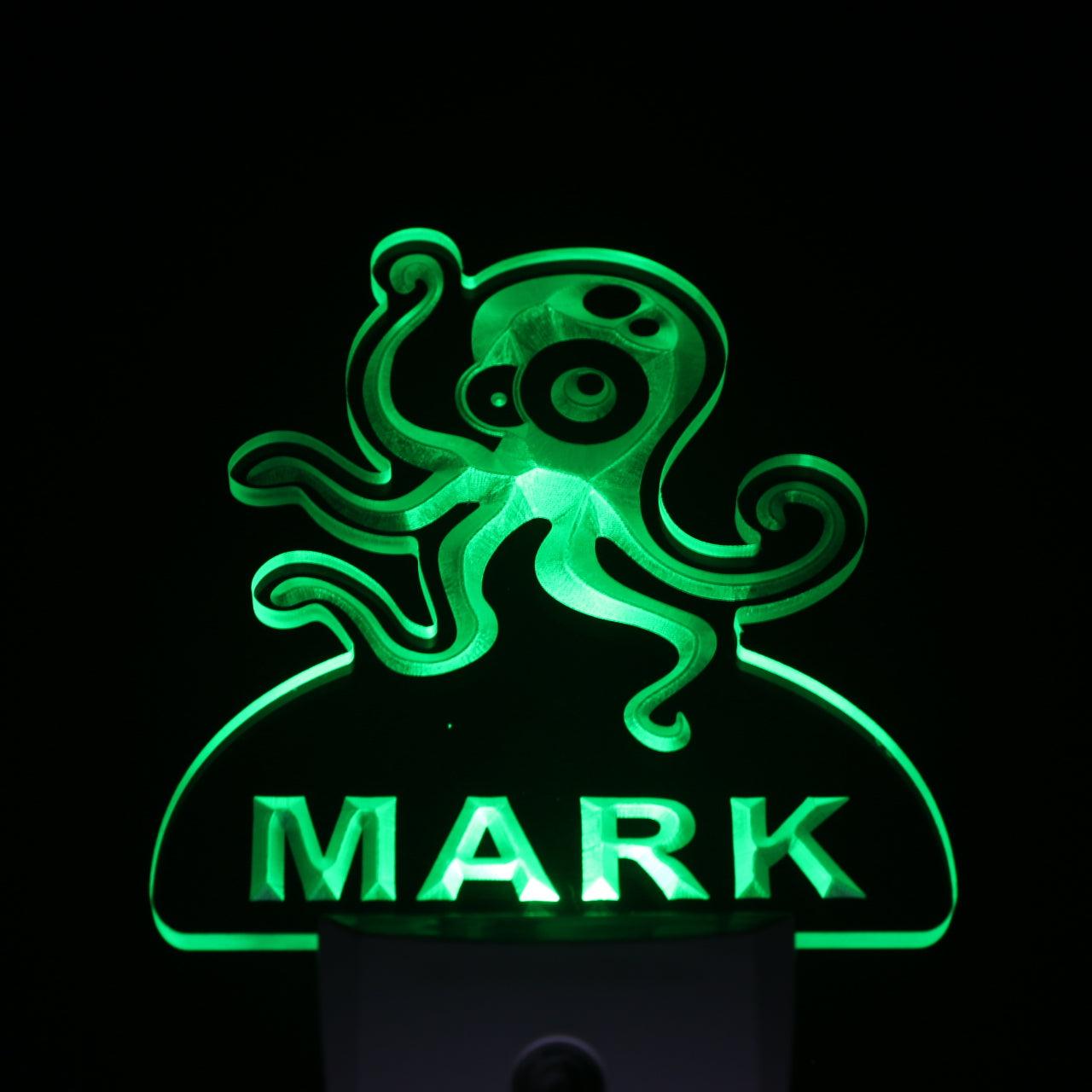 Octopus Personalized Night Light Name Day/Night Sensor LED Sign