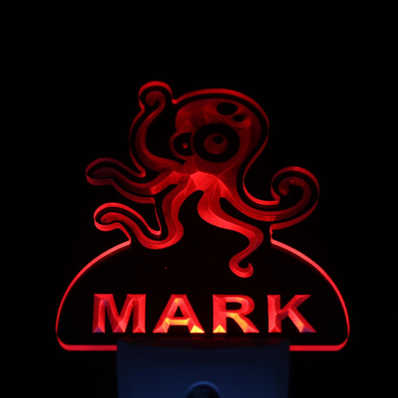 Octopus Personalized Night Light Name Day/Night Sensor LED Sign