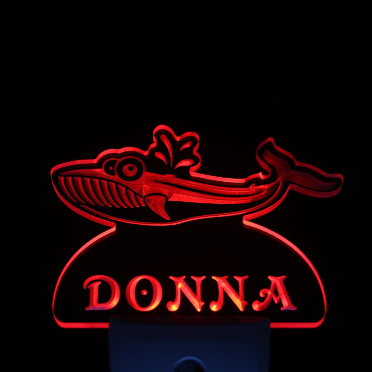 Whale Personalized Night Light Name Day/Night Sensor LED Sign